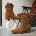 thumbnail image 3 of Cowboy Boots for Women Ankle Cowgirl Booties Wide Mid Calf Pointed Toe Western Boots Short Chunky Classic Booties, 3 of 8