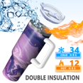 thumbnail image 5 of 40oz Tumbler with Handle and Straw, Vacuum Insulated Stainless Steel Travel Mug, Fits Car Cup Holder, Liquid & Marble Print, 5 of 6