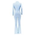 thumbnail image 6 of VBARHMQRT Womens Rompers and Jumpsuits Petite Autumn Ladies Office Rompers Flare Pants Zipper Long Sleeve Turndown Collar Plus Size Jumpsuits Black Jumpsuit for Women Sexy Shorts, 6 of 6