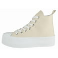 thumbnail image 2 of TOP MODA Women High Top Platform Sneakers Canvas Lace-Up Fashion Shoes Flatform Thick Sole Casual Streetwear Trainers SHERRY-1 Canvas Beige 5.5, 2 of 5