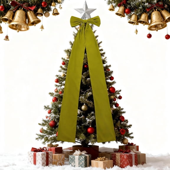 Giant Christmas Bow 71x20 Inch, Extra Large Velvet Christmas Tree Topper, Xmas Decor for Home Holiday Wedding Party Decorations