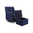 DaVinci Owen Glider and Storage Ottoman in Navy with Cream Piping
