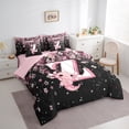 thumbnail image 3 of Manfei Girls Pink Monogrammed Bedding Comforter Set 7pcs, Personalized Letter Z King Bedding Sets, Kawaii Axolotl Cherry Blossoms Bed Sheets, Microfiber Bedroom Decor, 3 of 8