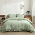 thumbnail image 1 of Move Over Sage Green Ruffle Pillow Shams Queen Ruffled Pattern Green Boho Standard Pillowcases 100% Washed Microfiber, 1 of 7