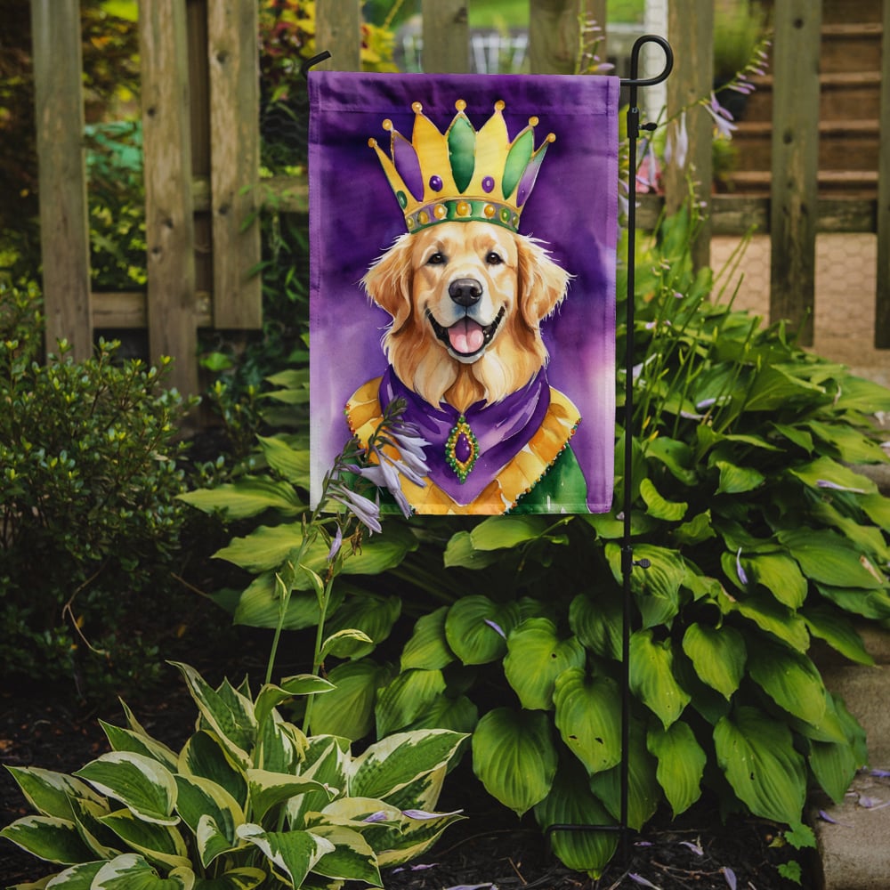 Golden Retriever King of Mardi Gras Garden Flag 11.25 in x 15.5 in