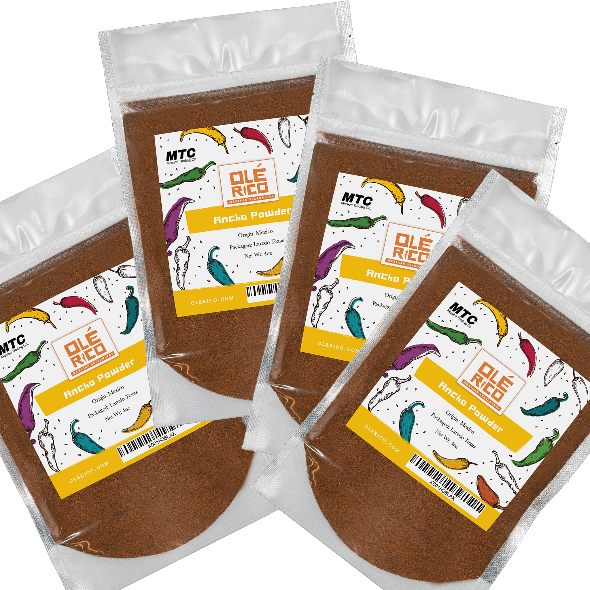 Ancho Chile Powder 4 Pack (Total of 16 oz)