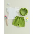 thumbnail image 6 of BemeyourBBs Toddler Baby Girl 2 Peice Skirts Set Cute Summer Fall Clothes Vintage Little Girls Short Sleeve 3D Bowknot T-Shirt Skorts Shorts Beret Hat, 6 of 9