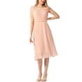 thumbnail image 1 of Vestido Plisado ATHLECHIC para Mujer, Cintura Alta, Con Cierre en la Parte Posterior, Cuello Redondo, Sin Mangas, Largo, Color Rosa, 1 of 6