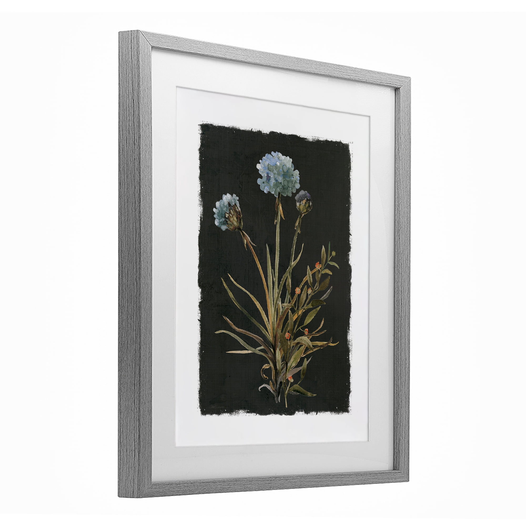 Stupell Industries Cerulean Bloom on Dark Green Gray Framed Print Under Glass, design by Carol Robinson