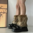 thumbnail image 5 of Fuzzy Faux Furs Leg Warmers Furs Long Boots Cuffs Cover Has Elastic Pair Carnivals Boot Cover JK Uniform, 5 of 9