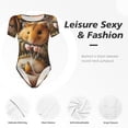 thumbnail image 5 of Haiem Modern Floral Guinea Pig Women's Crew Neck Short Sleeve Bodysuit Tops Stretchy Slim Basic-Medium, 5 of 8
