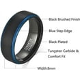 thumbnail image 6 of 8mm Men's Black Blue Tungsten Rings Two-Tone Wedding Band with Step Edges Brushed Finish, 6 of 6