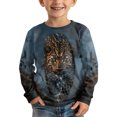 thumbnail image 3 of Boys Tshirts Child Boys Cheetah Crew Neck Long Sleeve T Shirt Cartoon Graphic Casual Top, 3 of 7