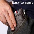thumbnail image 4 of Tarjetero con bloqueo RFID, tarjetero pequeño de cuero genuino para mujeres o hombres, billetera tipo acordeón con cremallera, 4 of 6