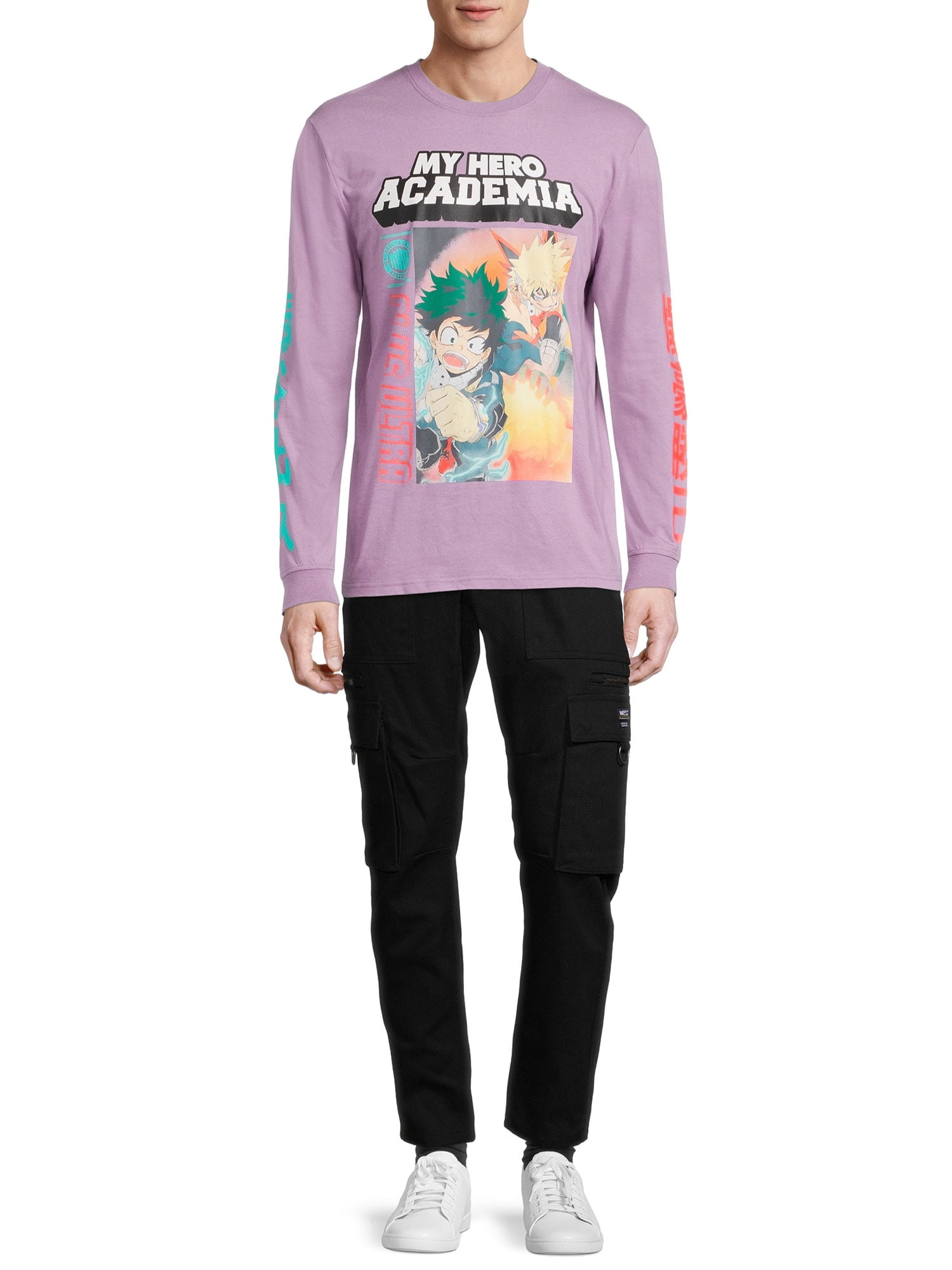 My Hero Academia Men's & Big Men's Long Sleeve Graphic Tee, Anime T-Shirts
