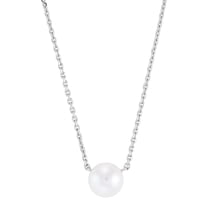 Brilliance Fine Jewelry Round White Freshwater Pearl Necklace in Sterling Silver