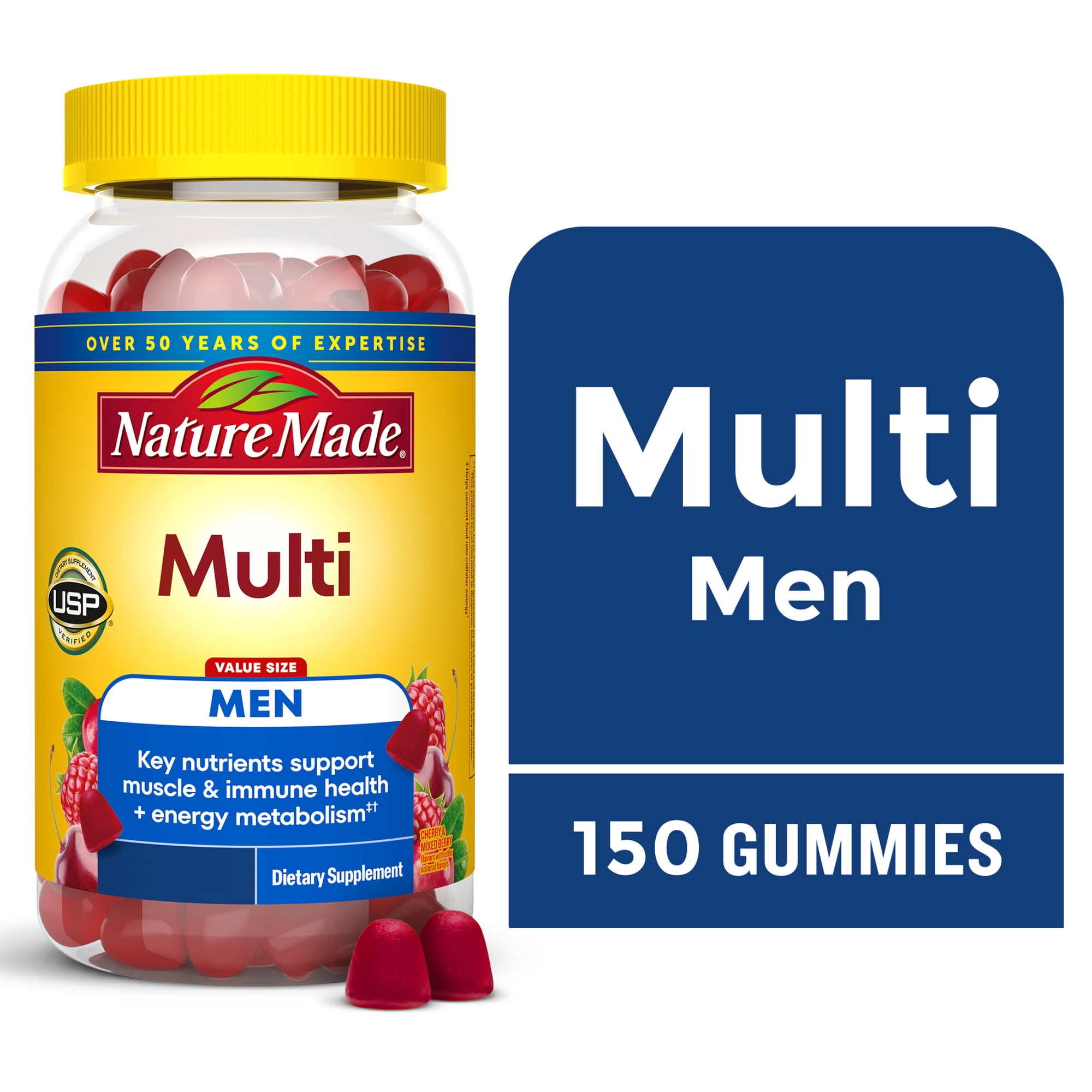Nature Made Multivitamin For Men Gummies, Mens Multivitamin for Nutritional Support, 150 Ct