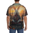 thumbnail image 3 of Pofeuu Flower Meditating Rabbit Print Mens Casual Short Sleeve Shirts Beach Summer Spread Collar Pocket Tops Men's Casual Short-sleeved Shirt-X-Large, 3 of 5