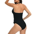 thumbnail image 4 of Wycnly Bathing Suits for Women Womens Swimsuits High Waist Swimsuit for Women Solid Strap Halter Push-up Bathing Suits Ladies Slim Ruched Modest Swimwear Tankini Bikini One Piece Swimsuit, 4 of 7