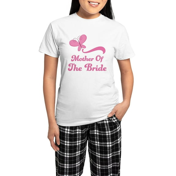 CafePress - Butterflies Mother Of The Bride Women's Light Paja - Women's Short Sleeve Print T-Shirt and Pants Light Cotton Pajama Set