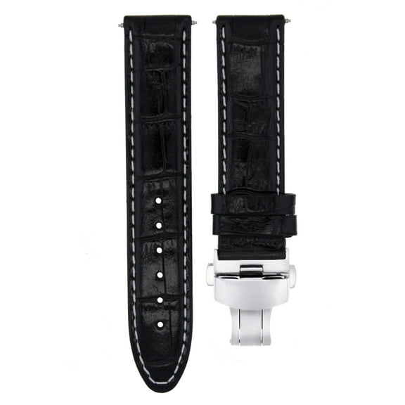 24MM PREMIUM LEATHER WATCH STRAP BAND FOR BREITLING NAVITIMER A24322 BLACK WS