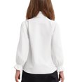 thumbnail image 5 of RFQWOVSR Girls White Cotton Long Sleeve Shirt Spring Layering Turn Down Neck Top 7-8 Years, 5 of 5