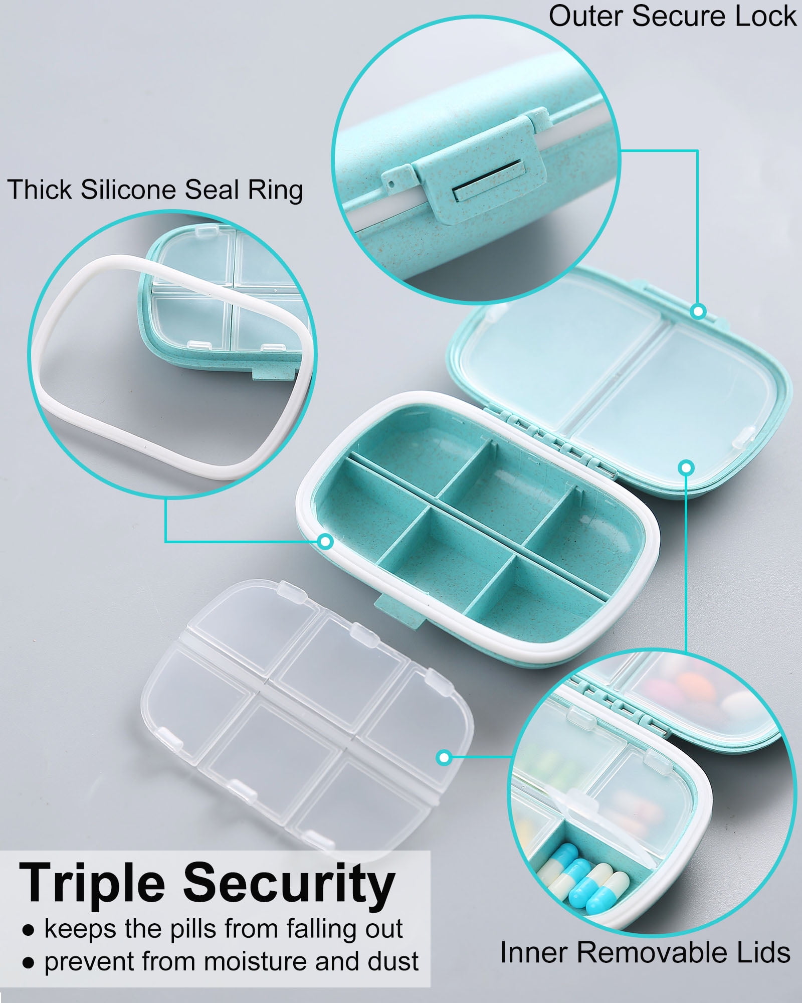 Galaxy Reder Stream Round Pill Box, 3 Compartment, Mini Decorative Pocket  Purse, Portable Travel Medicine Tablet Vitamin Holder Organizer Pill Case -  Temu