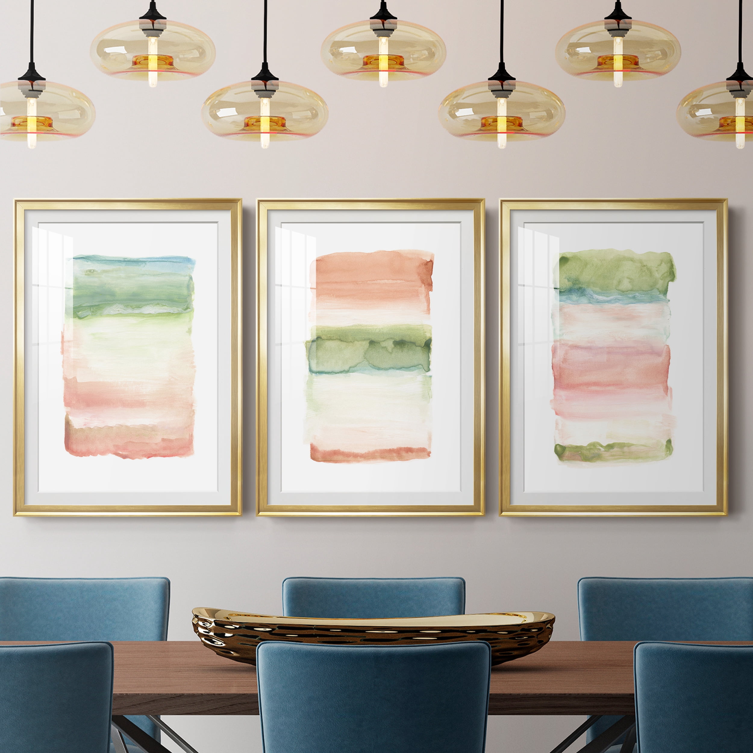 Skye I Premium Framed Prints Set of 3 - Ready to Hang - 26.5 x 36.5 Each - Gold Frame