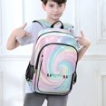 thumbnail image 6 of Flip-Top Backpack 17L Capacity Lightweight Bookpack Reflective Safety Strips & Adjustable Chest Strap Cute Pastel Rainbow Swirl, 6 of 7