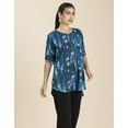 thumbnail image 2 of Moomaya Womens Printed Round Neck With Button Placket Long Summer Tunic Top, 2 of 8
