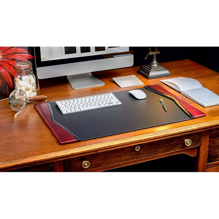 Dacasso Pad With Side Rails Luxury Leather Blotter For Writing Executive Desk Surface Protector 25.5 X 17.25 Burgundy Walmart