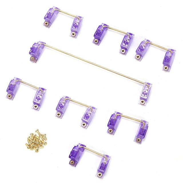 Estabilizador de teclado mecánico 2 especificaciones con accesorio de tapa de tecla de alambre dorado para DIYTransparent Purple