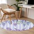 thumbnail image 4 of Purple Flowers Round Area Rug 4Ft Washable Circle Rugs for Bedroom Dining Room, Weeping Spring Floral Checkered Pastoral Non-Slip Carpet Floor Mats Indoor Outdoor Carpet Runner Aesthetic Home Decor, 4 of 8