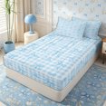 thumbnail image 2 of Erosebridal Preppy Line Bow Zipper Full Size Comforter Sets with Fitted Sheet and 2 Pillowcases,Classic Gingham Base Zipper Bedding Set,Sky Blue White,4pcs,Reversible, 2 of 6