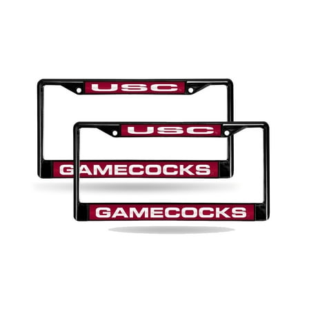 South Carolina NCAA Gamecocks Black Metal (Set of 2) Laser Cut License Plate Frames