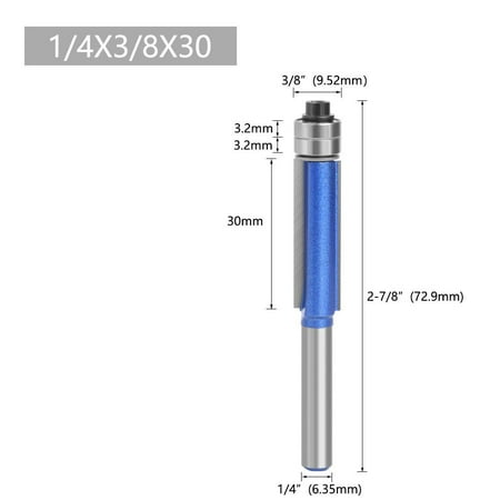 

BAMILL 1PC 1/4 Shank Trim Router Bit with Bearing for Wood Template Bit Milling Cutter
