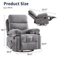 thumbnail image 6 of Bonzy Home 2 Pack Manual Recliner Chairs with Massage & Heat, Soft Fabric Double Reclining Single Sofa Set with Overstuffed Armrest & Backrest, Recliner Chairs with Side Pocket for Living Room, Gray, 6 of 7