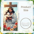 thumbnail image 2 of Religious Theme Resurrection Banner Easter Easter Display Floral Decoration Cross Design Risen Backdrop for Easter Celebration Church Event Religious Gathering, 2 of 4