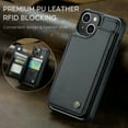 thumbnail image 4 of Fun-Casery for iPhone 14 Case with Card Holder, RFID Blocking Wallet Case Durable PU Leather Kickstand Slim Heavy Duty Shockproof Protective Case for iPhone 14,Black, 4 of 9