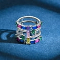 thumbnail image 2 of 925 Sterling Silver Concassé Ice Radiant Coupe Coloré Zircon Anneau pour les Femmes Cadeau Drop Shipping, 2 of 6