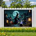 thumbnail image 2 of Spooky Design Halloween Banner Witch Flying Night Scene for Halloween Party Outdoor Decor Trick or Treat, 2 of 9