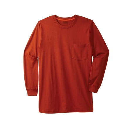Boulder Creek By Kingsize Men's Big & Tall Heavyweight Crewneck Long-Sleeve Pocket T-Shirt