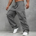 thumbnail image 4 of Zimjoy Gray Pants for Men Big and Tall Drawstring Elastic Cargo Pants Breathable Athletic Pant Cool Cotton Lightweight Pantalones De Hombre with Multi-Pockets, Dark Gray 3XL, 4 of 6