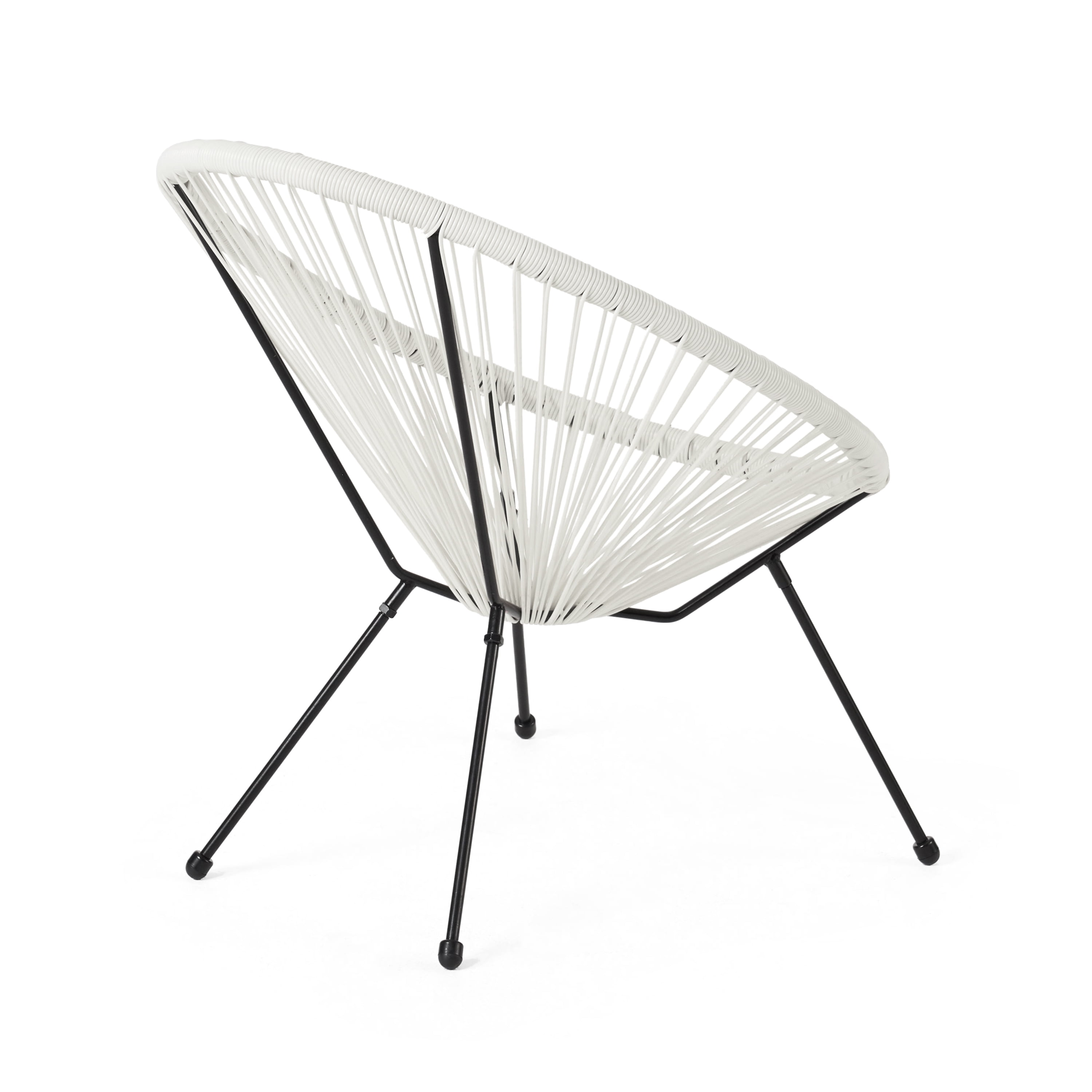 Euroco Rattan Patio Chairs Set of 2,Outdoor Woven Basket Club Chairs with Metal Frame for Living room Backyard Garden,All-weather Wicker,White