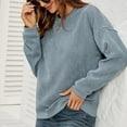 thumbnail image 4 of Daqian Womens Tops Clearance Women's Solid Corduroy Round Neck Pullover Long Sleeve Top Long Sleeve Round Neck Top/shirt Women Plus Size Clearance Items Blue 6(M), 4 of 6