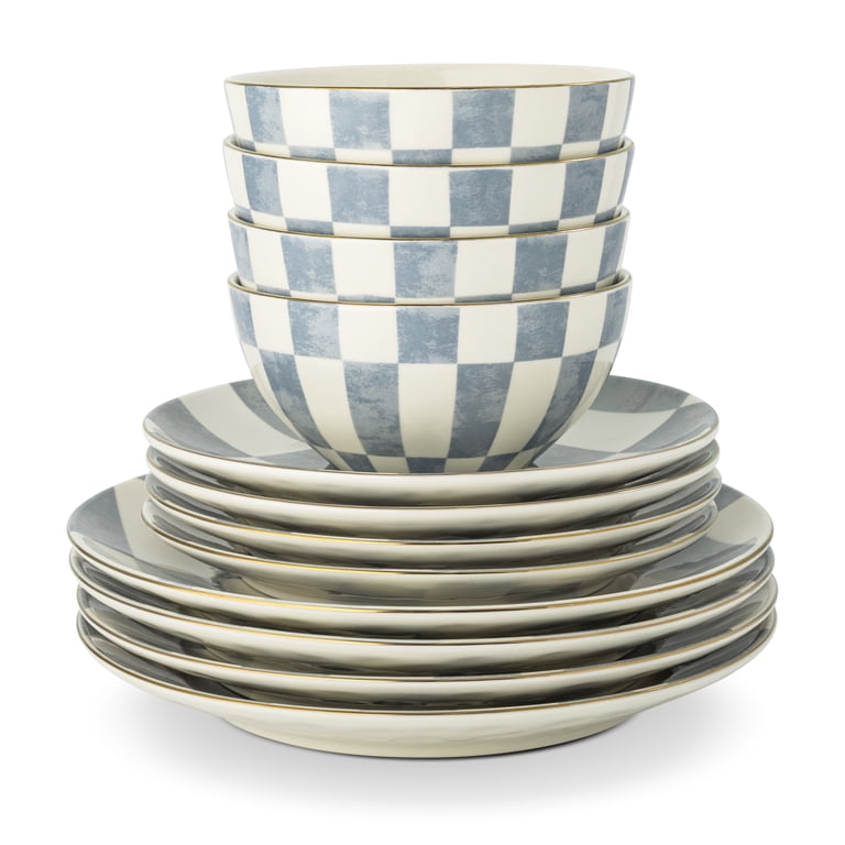 Thyme & Table Celine Blue 12-Piece Ceramic Dinnerware Set photo 5