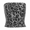 thumbnail image 4 of Landzoo One Glitter Tube Top With Animal Print Front Zipper Waist Cinching Cropped T Shirt For Fashion Faux Leather Spaghetti Strap Racerback Casual Clubwear Cozy Stylish Basic Tube Tops, 4 of 5