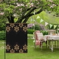 thumbnail image 6 of Vintage Flower House Flag 28 x 40 Inches, Gold Floral Lace on Black Geometric Texture Farmhouse Weather Proof Outdoor Patio Flags Double Sided Small House Decoration for Yard Lawn Outside Home, 6 of 9