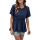thumbnail image 1 of Gibobby Camisetas Mujer Manga Corta Mujeres Casual Color sólido O Cuello Camiseta suelta Top Ruffle Hem Camisa de manga corta Top Blusa(Marina,G), 1 of 4
