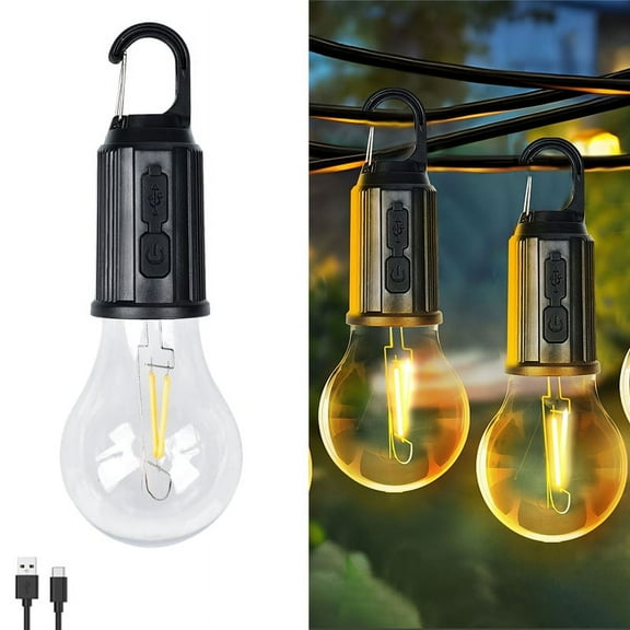 Anhay Rechargeable Camping Light,  Hanging Tent Light Bulb with Hook, 3 Lighting Modes Tent Lamp for Camping, Hiking, Backpacking, Emergency Outage